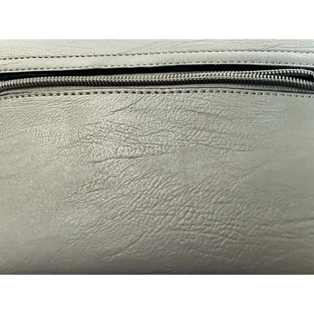 Authentic Xuan Dong Designer Gray Leather Asymmetrical Envelope Clutch Wallet